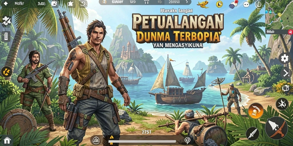 Screenshot yang menampilkan gameplay petualangan Open World 2757.