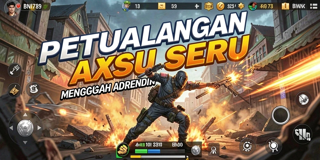 Tangkapan layar BNI789 menampilkan aksi seru dalam pertempuran intens.