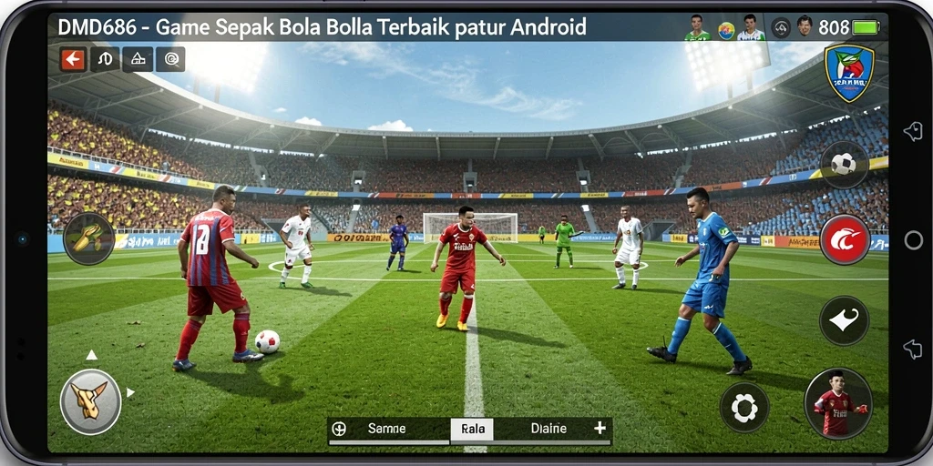 Gameplay DMD686 menampilkan momen-momen menarik di lapangan sepak bola.