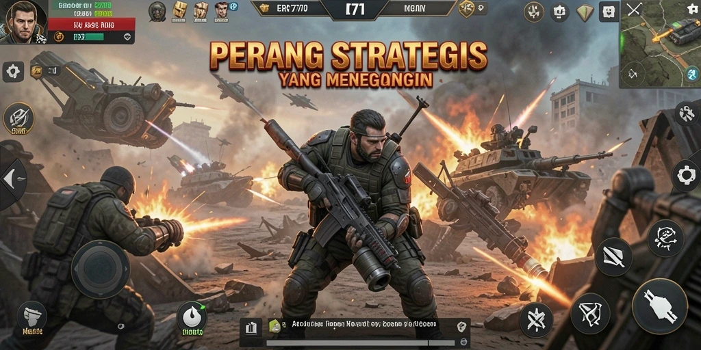 Screenshot gameplay ER777 menunjukkan pertarungan strategis yang dinamis.