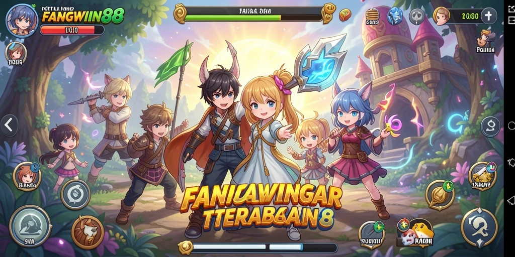 Tampilan gameplay FANGWIN88 yang penuh warna dan dinamis.
