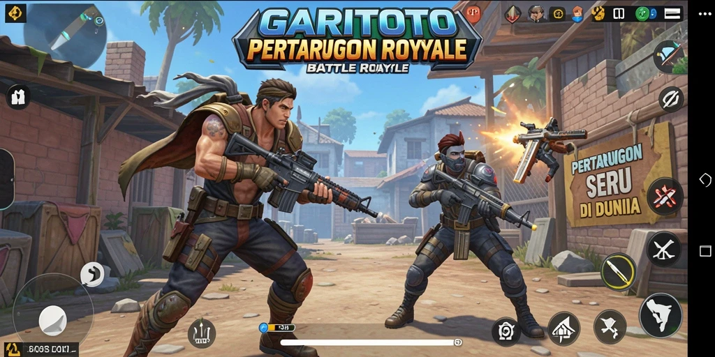 Tangkapan layar menampilkan aksi seru dalam game Battle Royale.