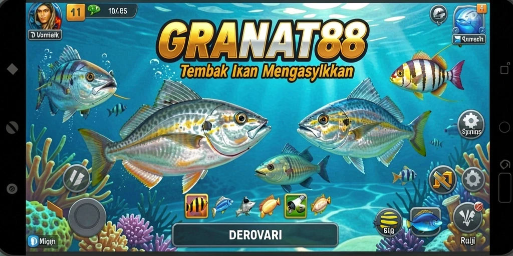 Screenshot gameplay Tembak Ikan di GRANAT88 yang seru dan mendebarkan.