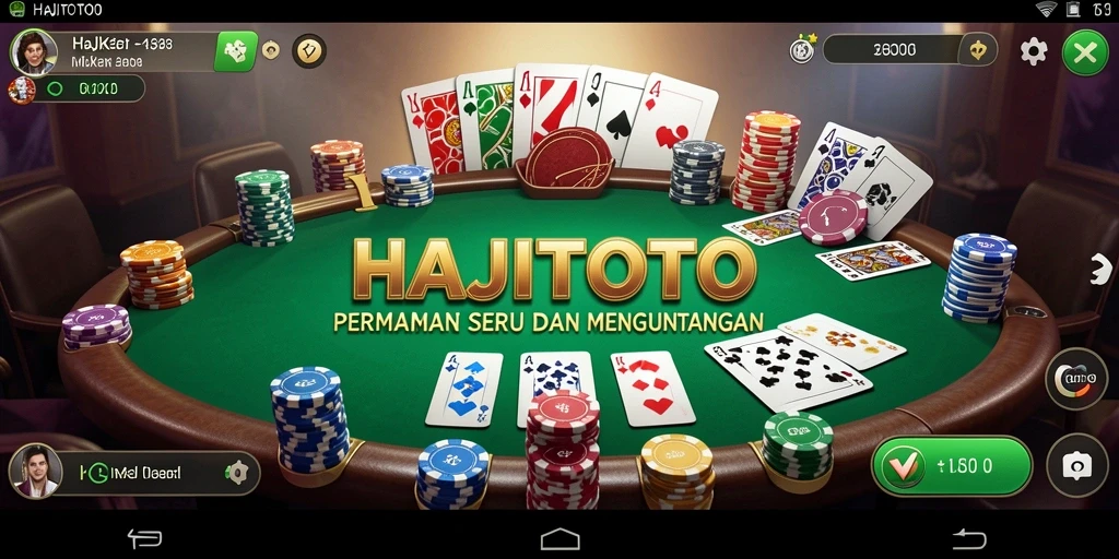 Tampilan layar permainan Poker yang menegangkan dan menarik di HAJITOTO.