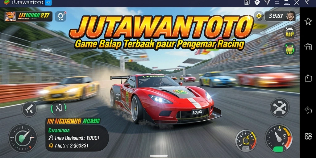 Screenshot gameplay JUTAWANTOTO dengan aksi balapan menegangkan.