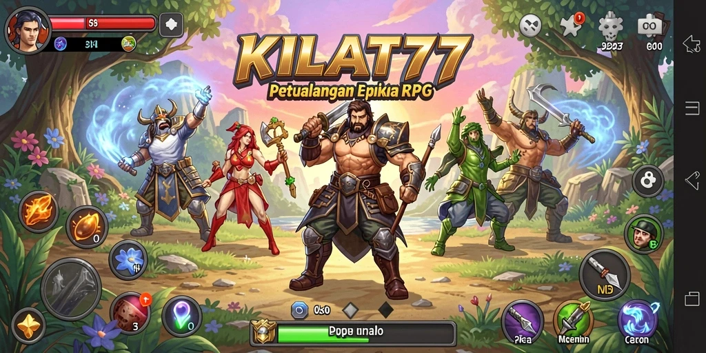 Tampilan menarik gameplay RPG KILAT77 saat bertarung.