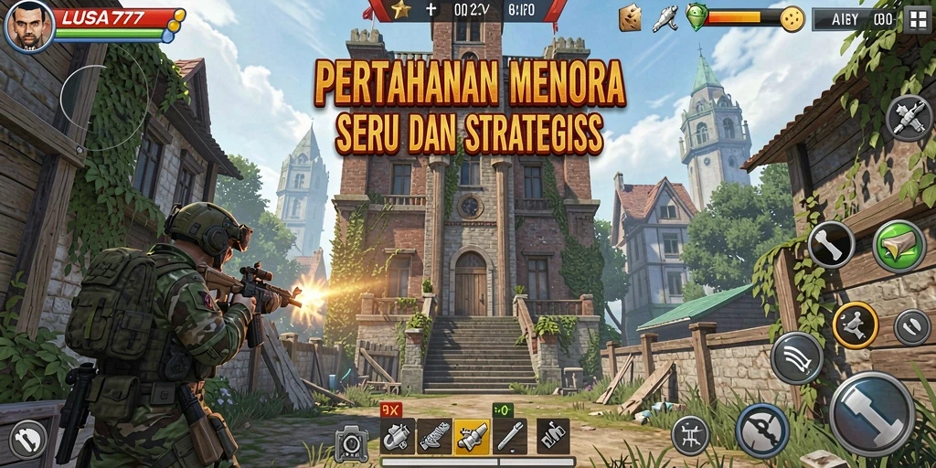 Gameplay seru LUSA777 dalam pertahanan menara.