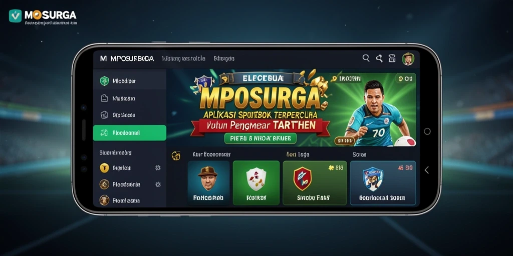 Tampilan utama aplikasi MPOSURGA dengan opsi taruhan olahraga.
