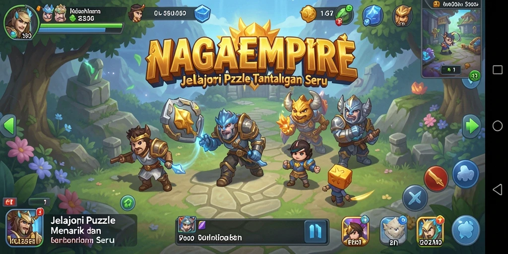 Skrinsut gameplay NAGAEMPIRE menampilkan teka-teki yang menantang.