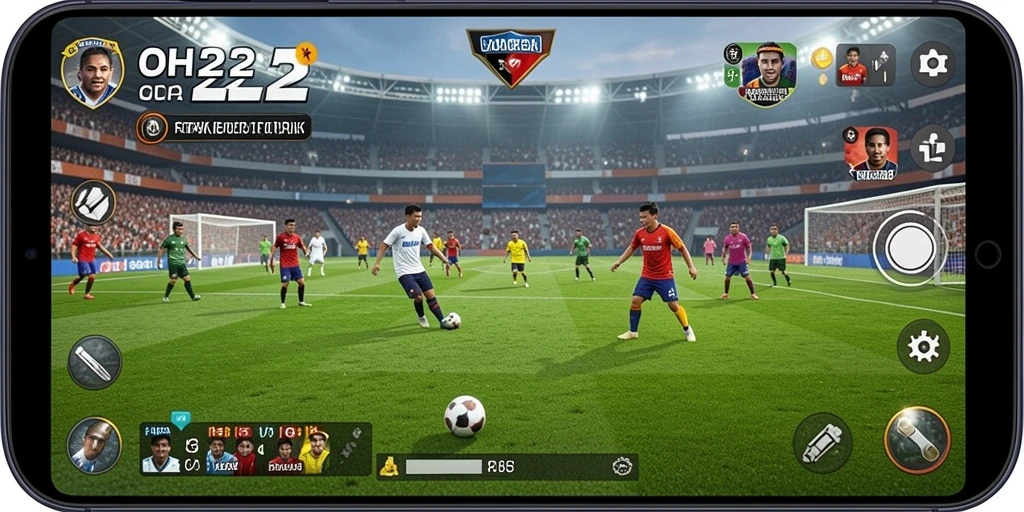 Tampilan gameplay <strong>OH222</strong> yang realistis dengan aksi sepak bola mendebarkan.