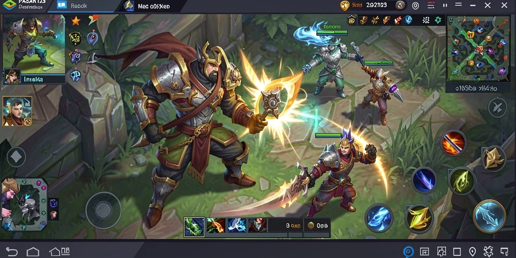 Tangkapan layar menunjukkan aksi seru dalam permainan MOBA.