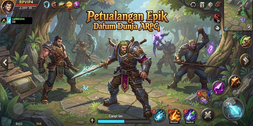 Tampilan gameplay yang mendebarkan dalam RPVIP4, menjelajahi dunia fantasi.