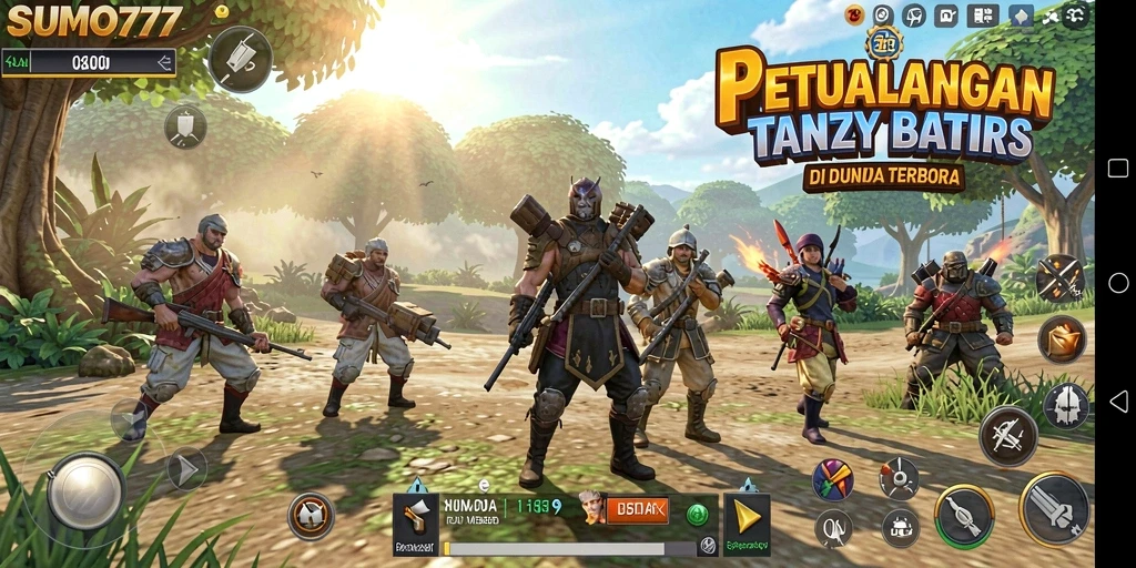 Tampilan gameplay SUMO777 dalam dunia terbuka yang luas.