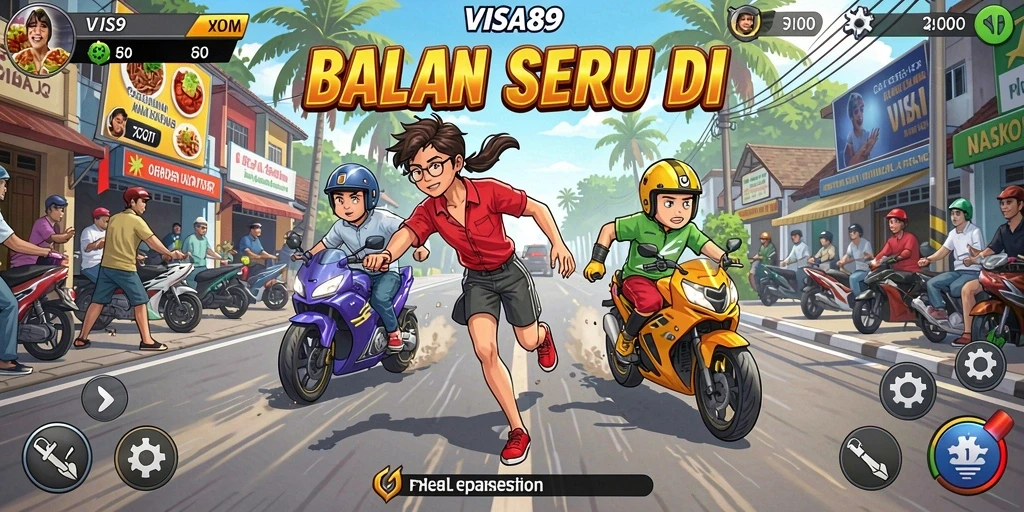 Screenshot menampilkan balapan mendebarkan di dalam <strong>VISA89</strong> dengan mobil yang melaju kencang di trek.
