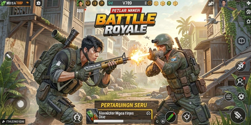 Tampilan gameplay VT789 yang mendebarkan saat pertarungan Battle Royale.