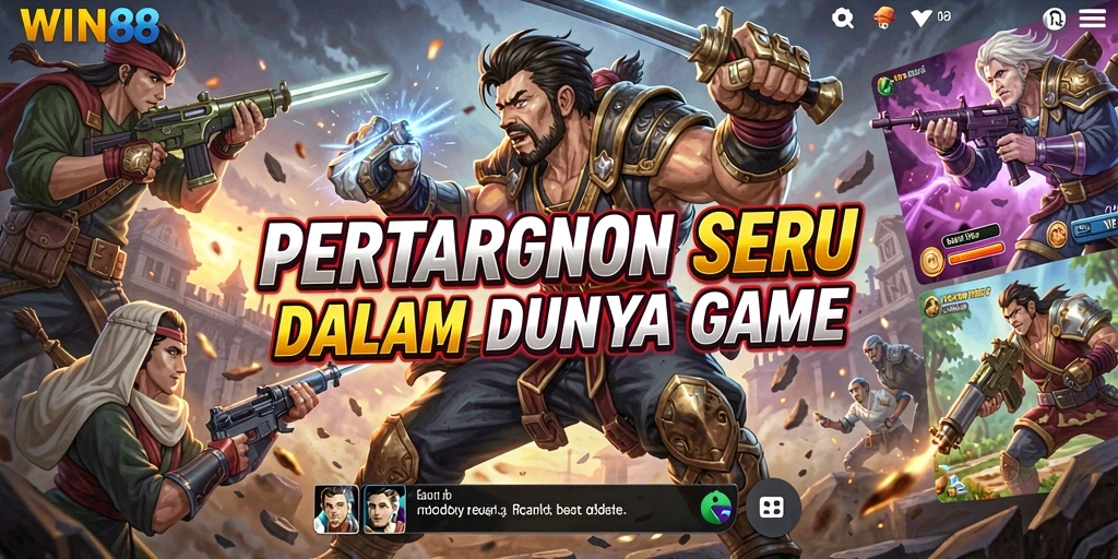 Tangkapan layar gameplay WIN88 menunjukkan karakter sedang bertarung dengan gerakan dinamis.