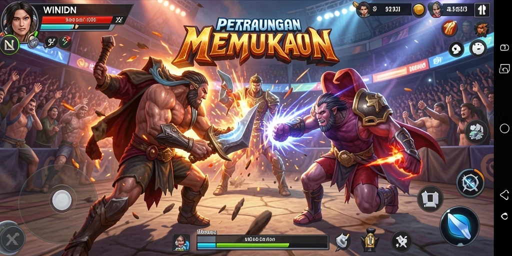 Tampilan gameplay menarik dari WINIDN di arena pertarungan.