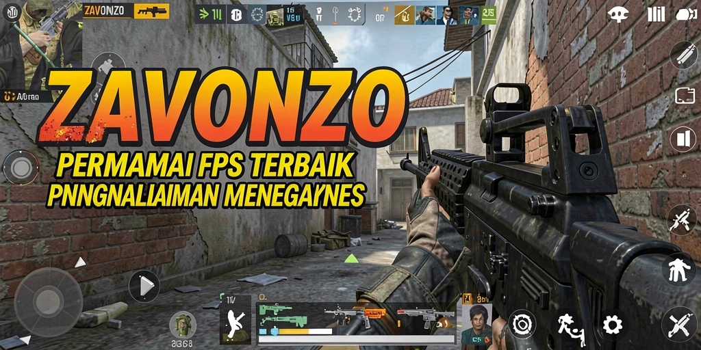 Screenshot gameplay ZAVONZO menampilkan aksi seru dalam pertempuran FPS.